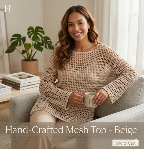 بلوزة هاند ميد كوروشيه